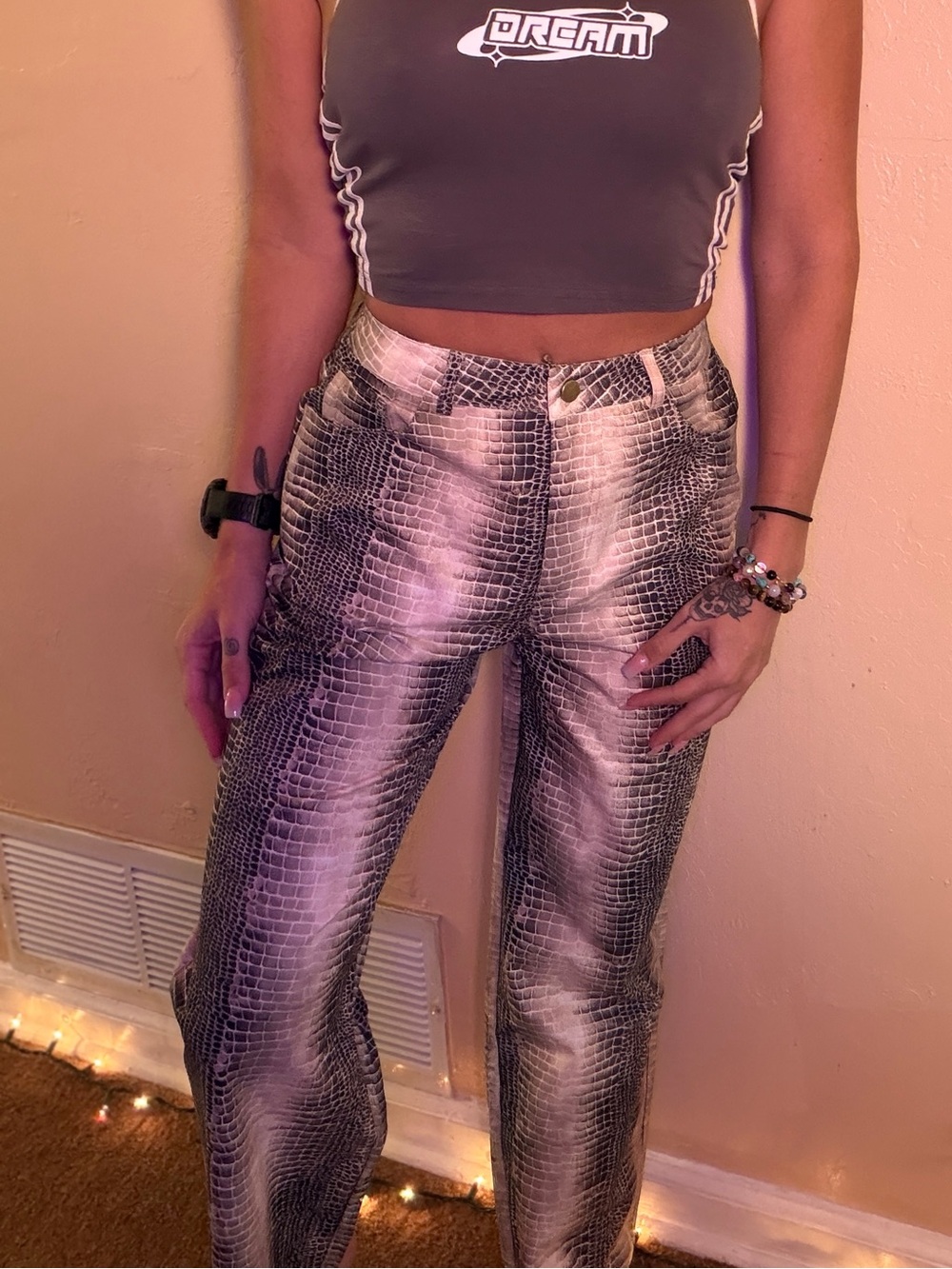 Snake Print Straight Leg Pants